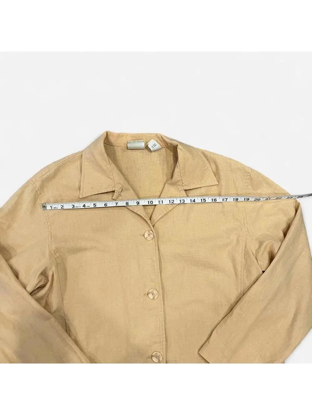Vintage Butter Yellow Linen Blend Minimal Jacket - Picture 3 of 8